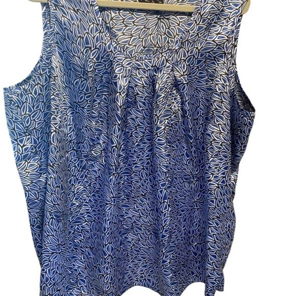 Russell Kemp New York Women’s Plus Size 3X Satin Blouse Blues Stained Glass Look - Picture 1 of 7